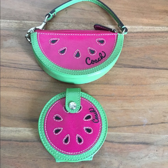 Coach Handbags - Coach watermelon compact and wristlet.